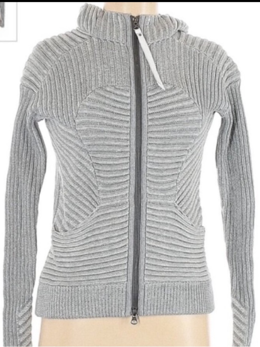 Lululemon Ribbed Zip Up Cowl Neck Hooded Sweater Jacket Women’s Medium